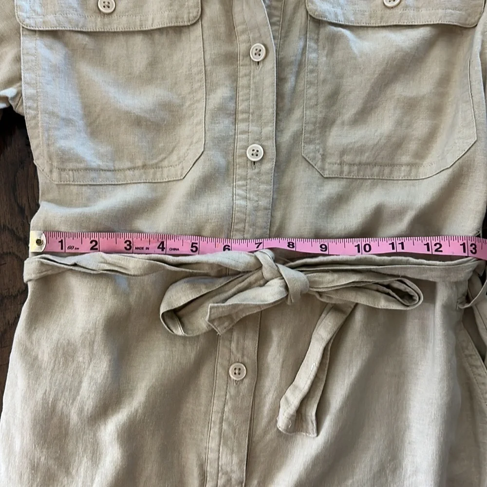 NWOT Banana Republic Petite Linen Blend Cream Long Sleeve Romper Size S